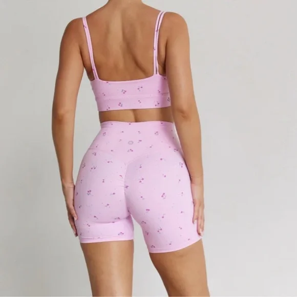 Astoria Luxe Blossom shorts + Sports bra 2 PC Set Cherry Polka Dots Sz XS - Picture 5 of 11